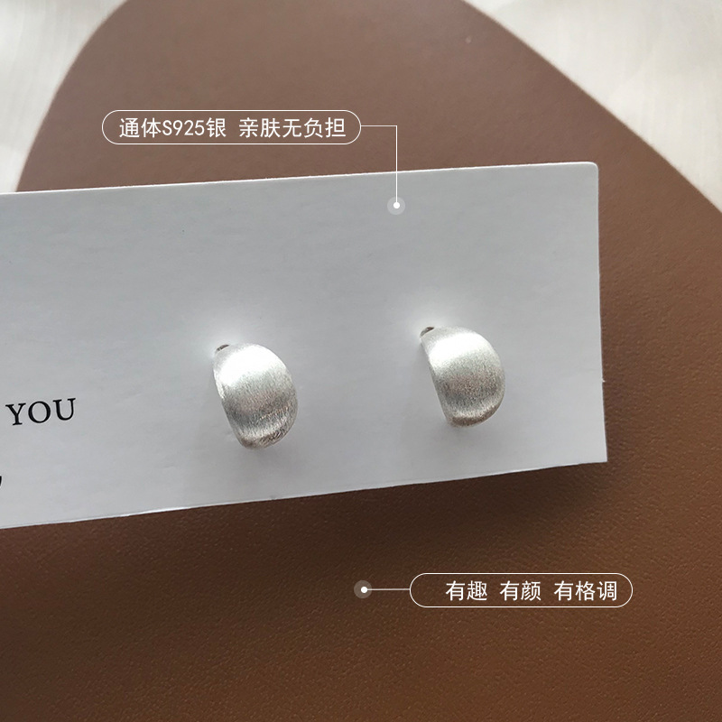 Wanying Jewelry Hemisphere Water Drop Ear Studs 925 Sterling Silver Korean Style Light Luxury Minority Brushed Creative Ins Cold Style Ornament