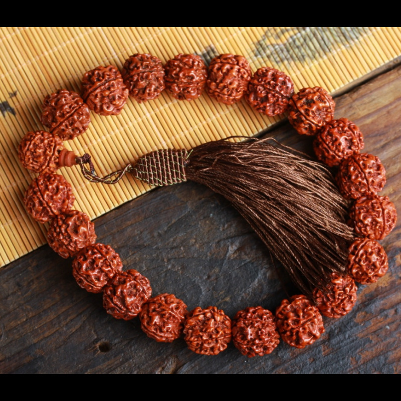 尼泊尔五瓣大金刚菩提手串男女士菩提子原籽机刷核桃文玩珠手链