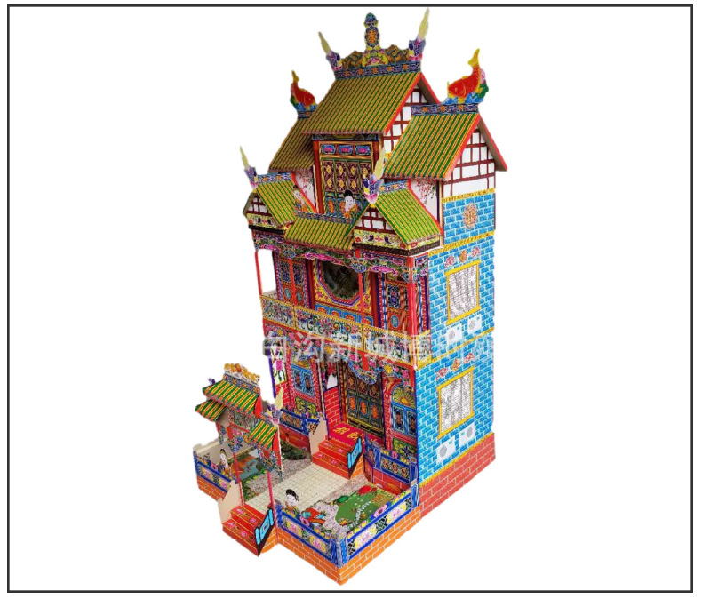 新款殡葬用品纸扎白事祭祀纸房子纸屋折叠冥房纸别墅竹架灵屋