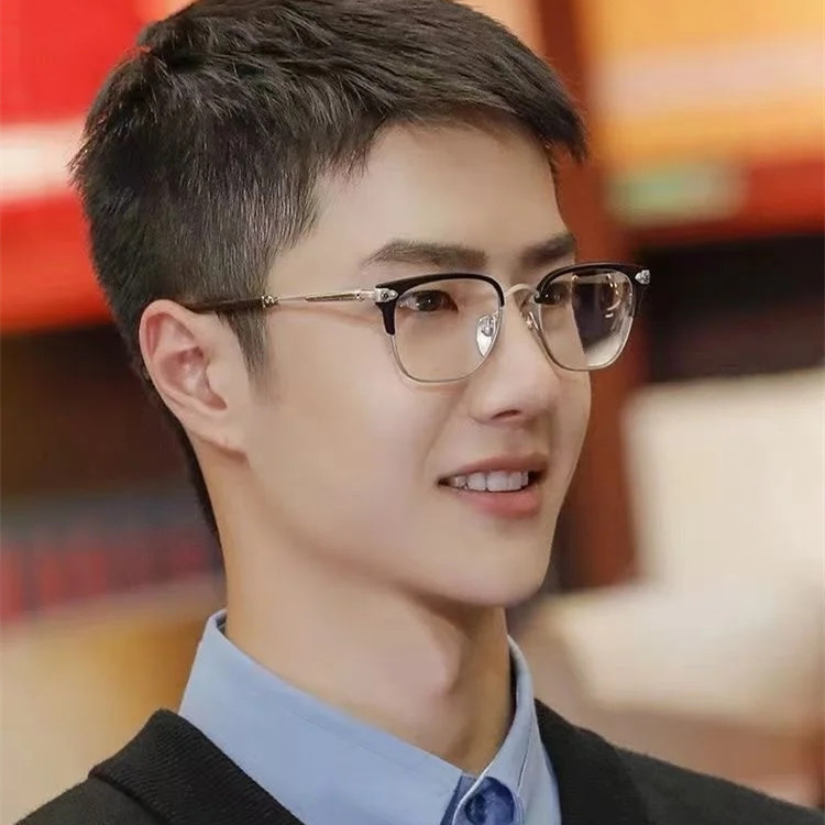 2021年防蓝光平光镜男 复古金属眼镜架女半框平光镜可配近视9305