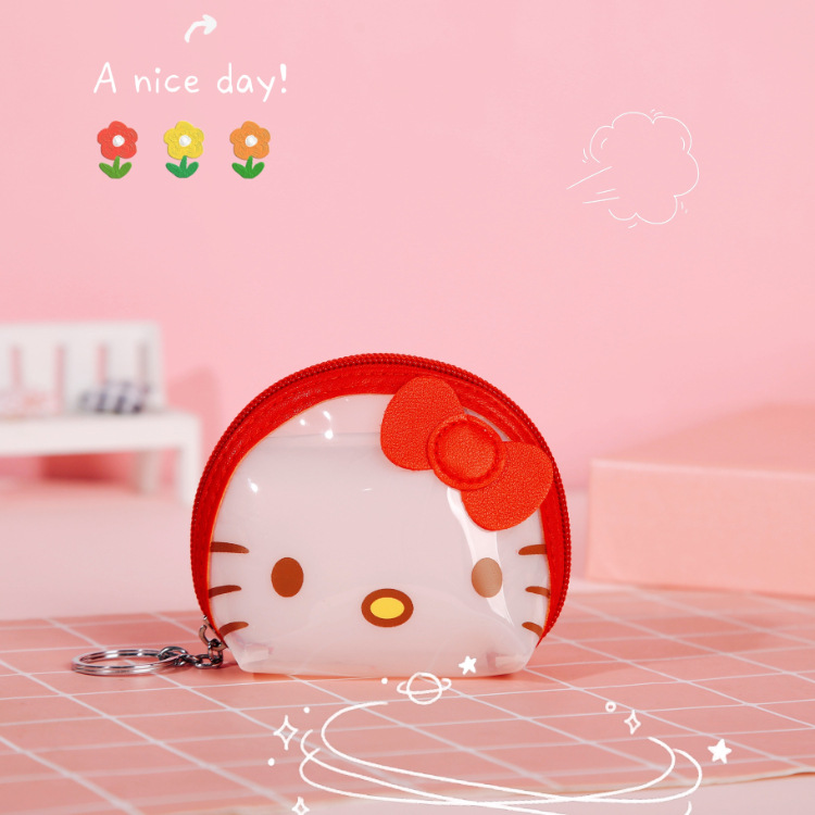 New Mini Transparent Children Coin Purse Cosmetic Bag Sanrio Wholesale Cartoon Zipper Waterproof Student Wallet