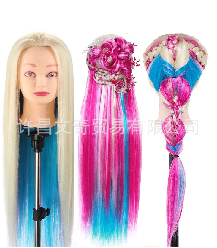 Corn Stigma Artificial Head Model Color Practice Braided Hair Updo Female Model Head Hairdressing Modeling Mannequin Head Artificial Hair Teaching