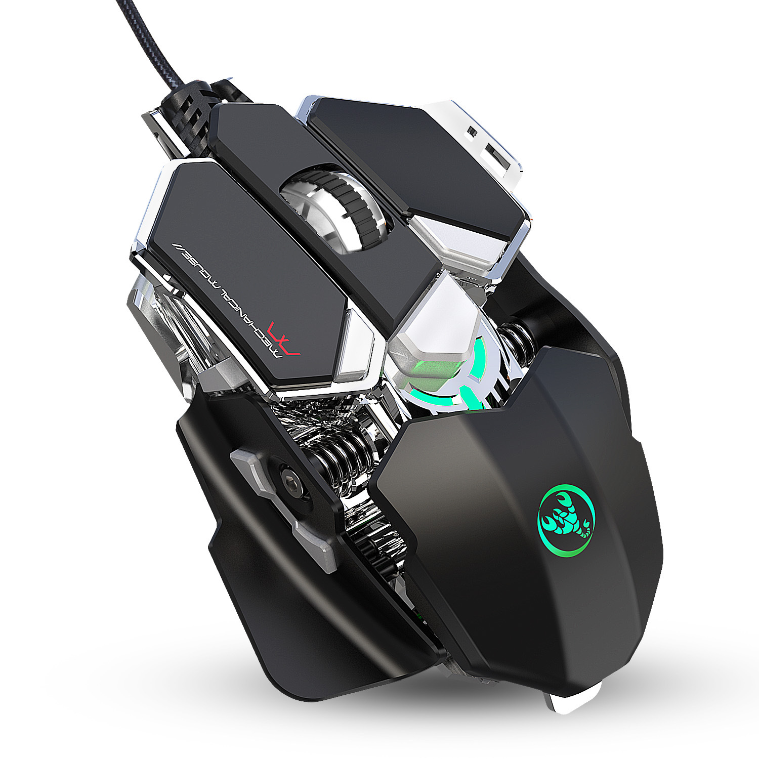 新吃鸡机械游戏鼠标9键可编程6400dpi有线鼠标灯光炫酷自动压枪鼠