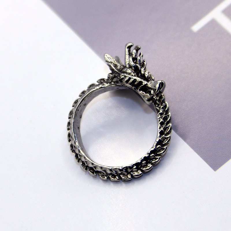 跨境龙头男士戒指铜镀银色男霸气复古首饰品朋克风潮个性夸张戒指