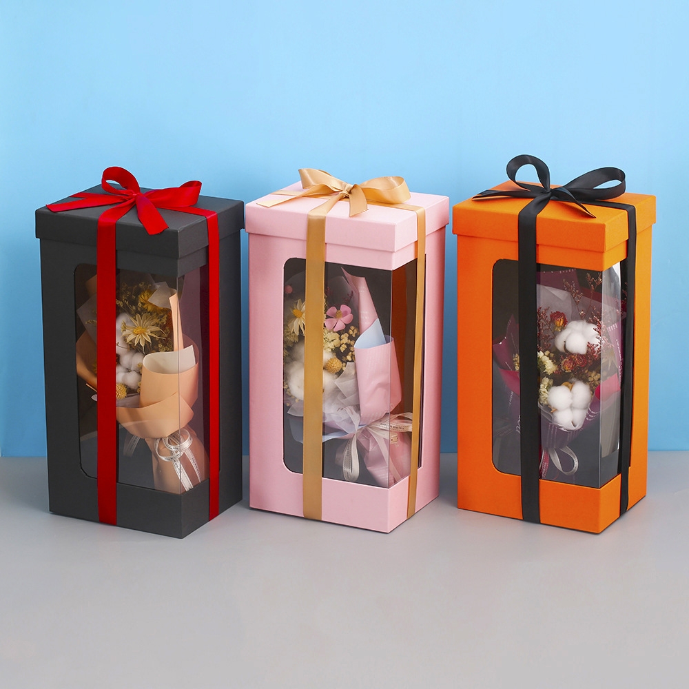 新款节日礼品包装盒 花束包装 情人节鲜花公仔礼物盒批发