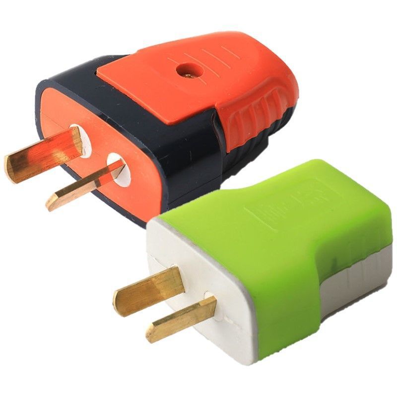 【10个装】纯铜接线10-16a家用工程防摔电插头多个装2脚二相插头