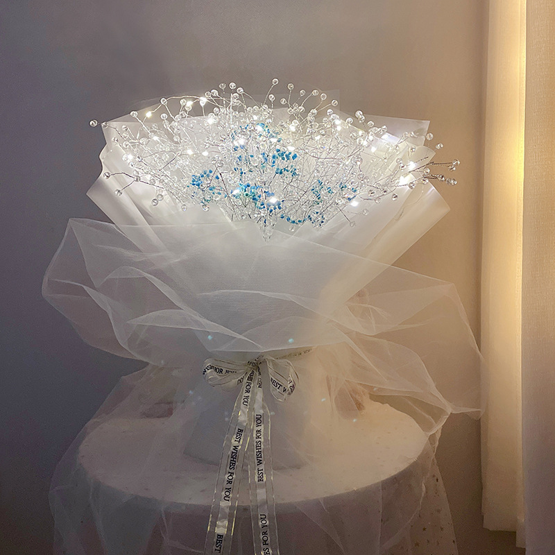 满天星干花手工玻璃珠花束ins网红花表白男女生礼物闺蜜生日-阿里巴巴