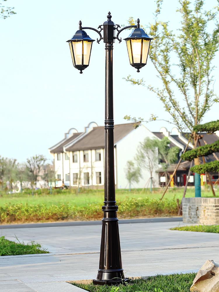 欧式复古双头庭院灯3米led花园布置景观灯小区公园路灯厂家直销
