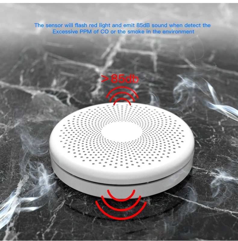 Graffiti WiFi Smart Smoke Detector Carbon Monoxide Detector Tuya Smoke Fire Sound Alarm