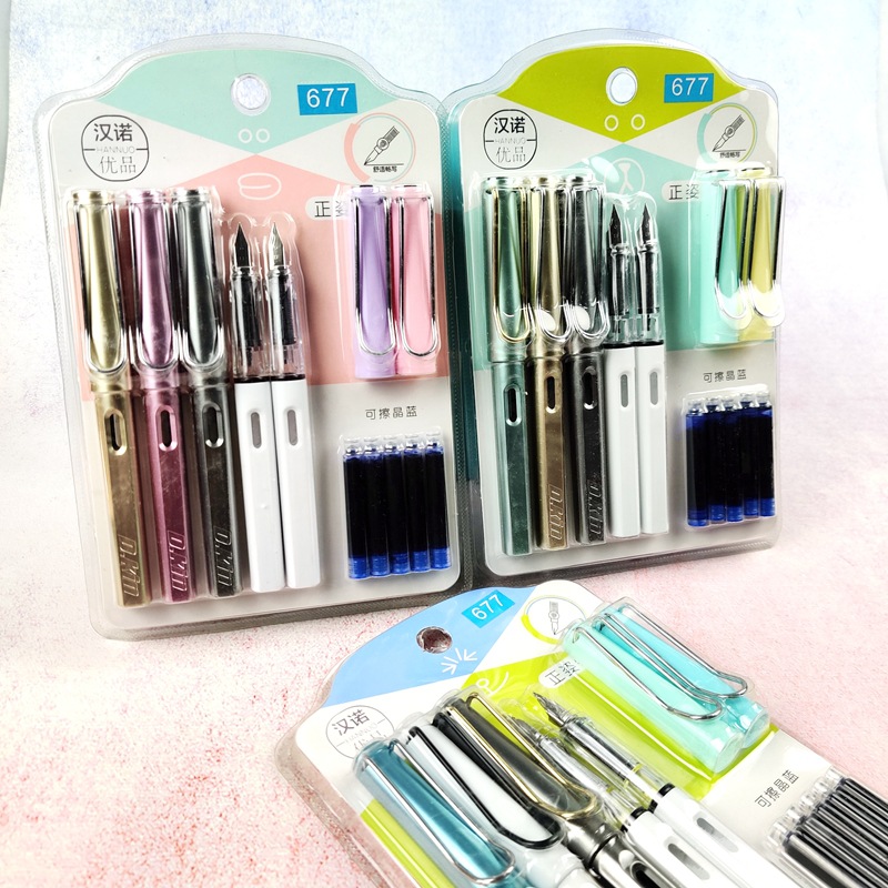 批发钢笔汉诺677墨囊钢笔套装吸卡装大尖换囊学生正姿钢笔文具