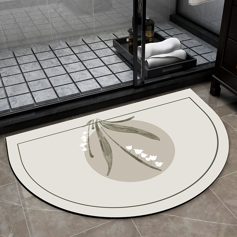 Wholesale Semicircle Bathroom Door Absorbent Carpet Floor Mat Household Bathroom Entrance Mat Quick-Drying Non-Slip Mat