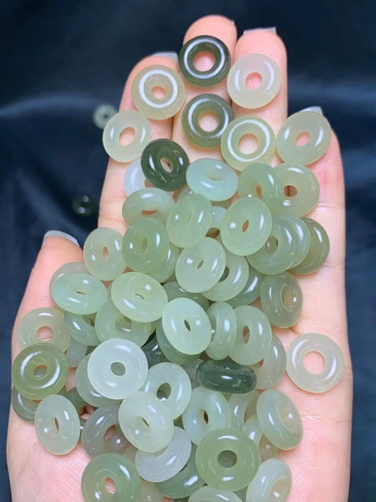 天然和田玉青玉碧玉白玉跑环圆环圆圈小配件文玩手链项链diy配饰