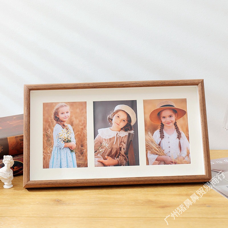 中空相框摆台挂墙冲洗照片做成框架打印相片加木质连框寸六寸儿-阿里