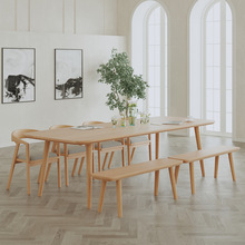 现代实木会议桌长桌侘寂风原木办公桌椅组合后接待洽谈桌客厅书桌