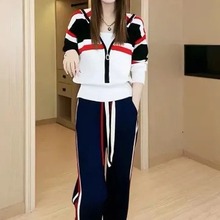 洋气休闲套装女韩版2024春秋新款修身显瘦运动服卫衣长裤两件套潮