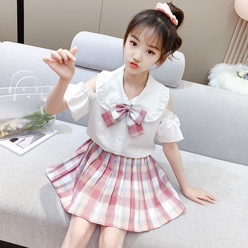 女童夏装jk制服儿童正版小学生11岁大童百褶裙学院风套装连衣裙子