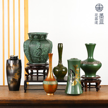 回流器 紫斑瓶花器 禅意花瓶摆件复古装饰日式插花花道金色蓝色