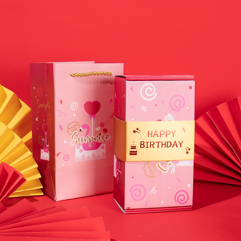 Best-Seller on Douyin Qixi Valentine's Day Surprise Jump Box Birthday Ideas Gift Box Folding Bounce Red Envelope Gift Box