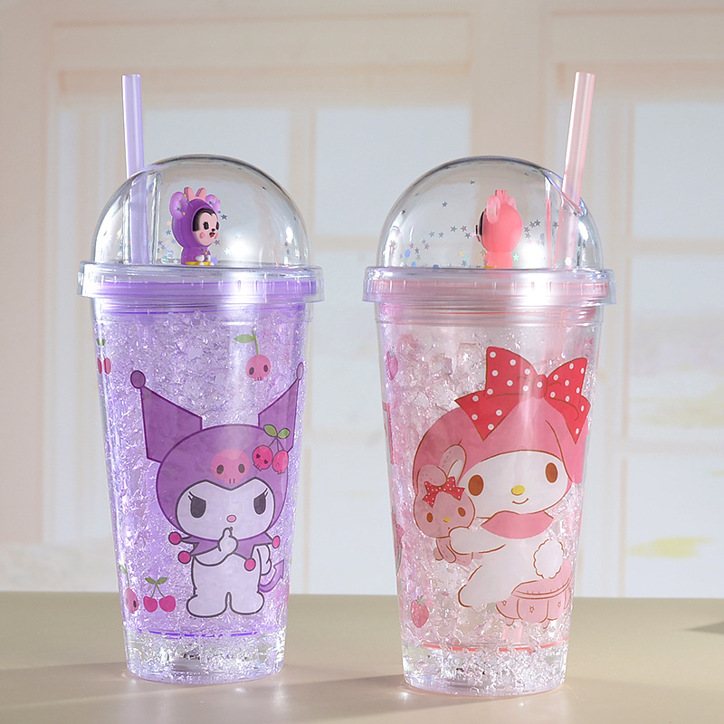 New Creative Cartoon Double-Layer Plastic Cup Good-looking Student Portable Summer Ice Glass Children Gift Cup