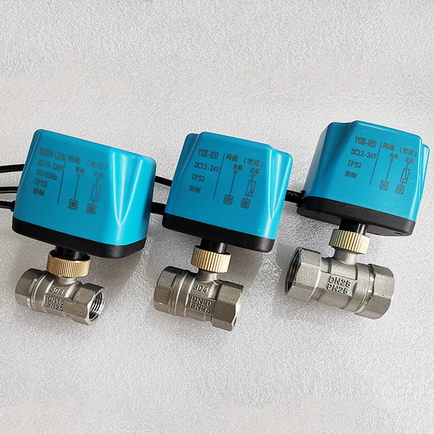 不锈钢电动二通球阀两线常开常闭太阳能放水阀开关4分6分220v24v