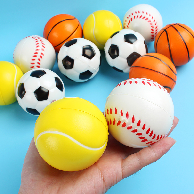 Children's Solid Foam Sponge Ball Elastic Ball Basketball Football Toy Ball Vent Decompression Elastic Ball Wholesale