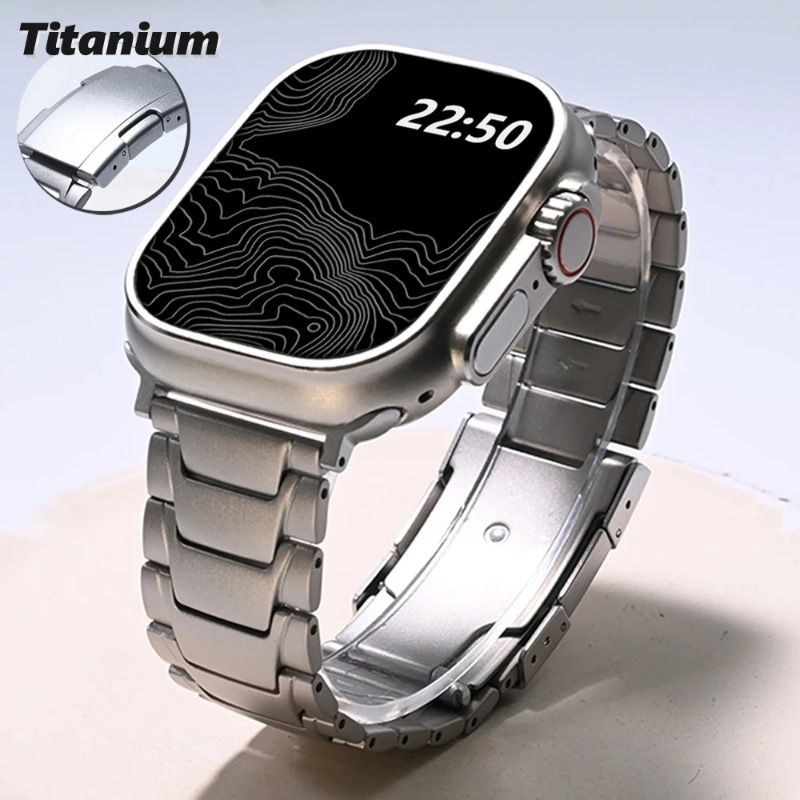 适用苹果apple watch ultra2智能手表表带iwatch钛合金鳞纹表带