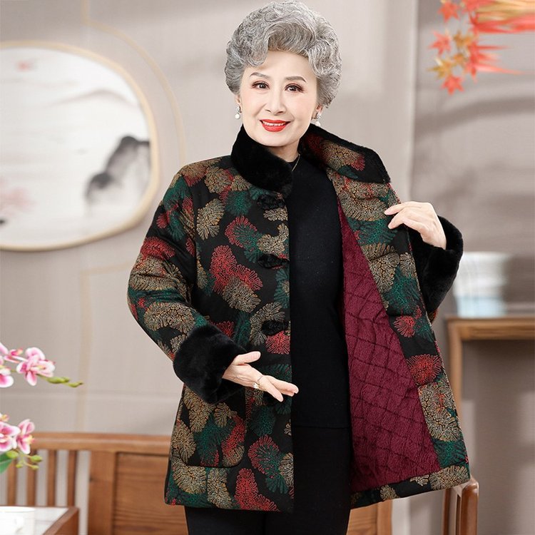 奶奶冬装外套女60岁70加绒中老年人衣服妈妈冬季棉衣80老太太棉袄