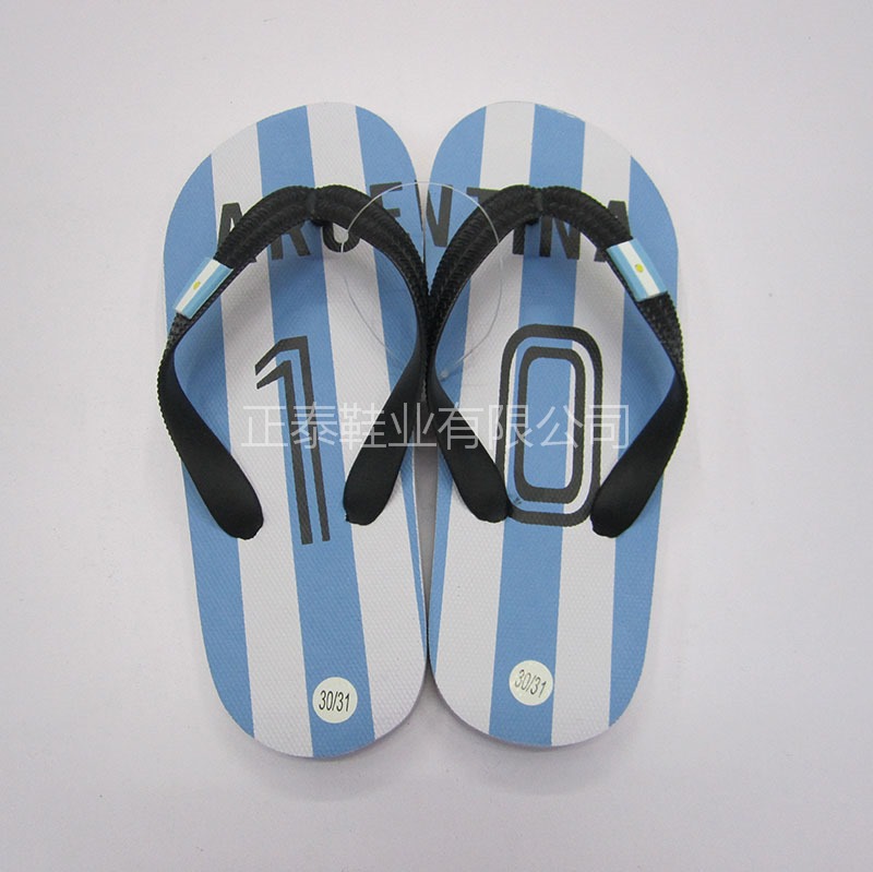 cross-border export argentina flag pattern children‘s pe beach flip-flops printable logo children slippers