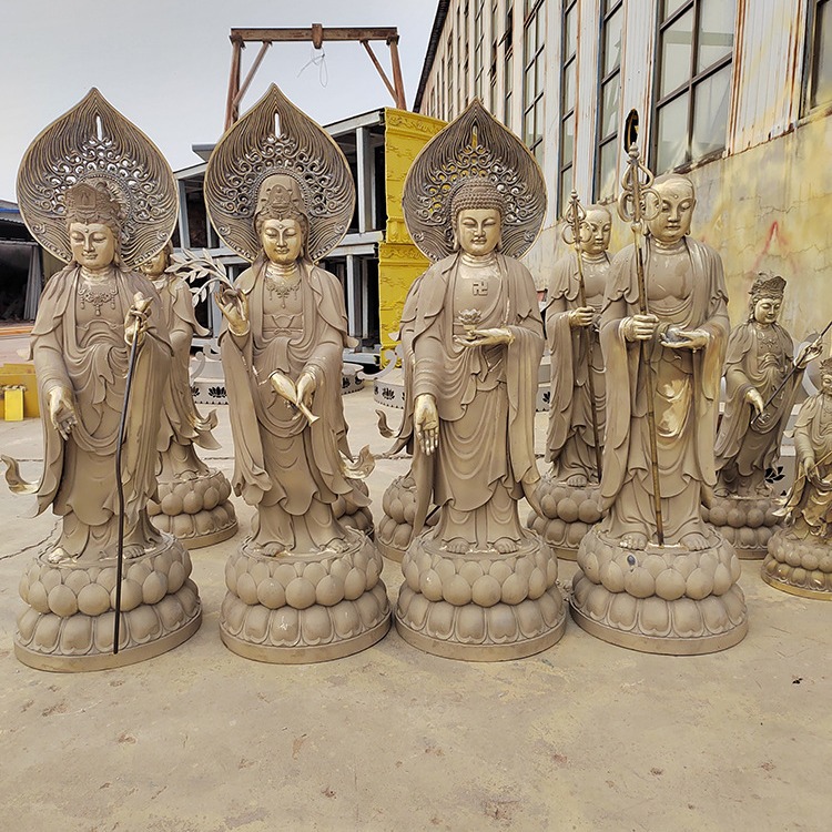 西方三圣铜佛像大型1米纯铜释迦牟尼佛大势至菩萨观世音菩萨铜像