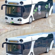 大号仿真上海城市公交客车可开门声光滑行熊猫卡通巴士模型玩具车