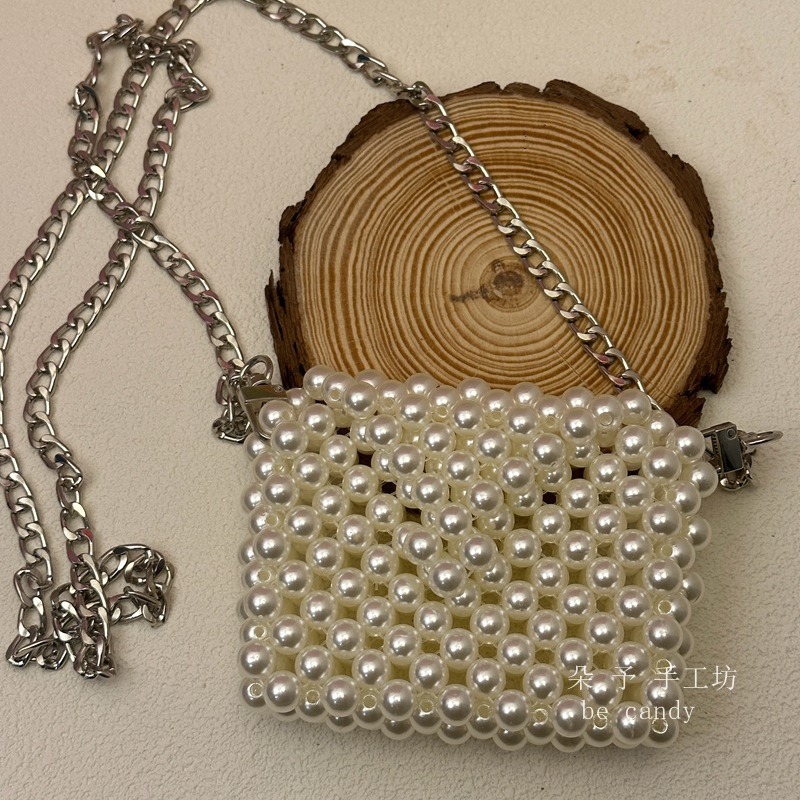 珍珠包包女小斜挎包编织包网红ins复古串珠包迷你链条包-阿里巴巴