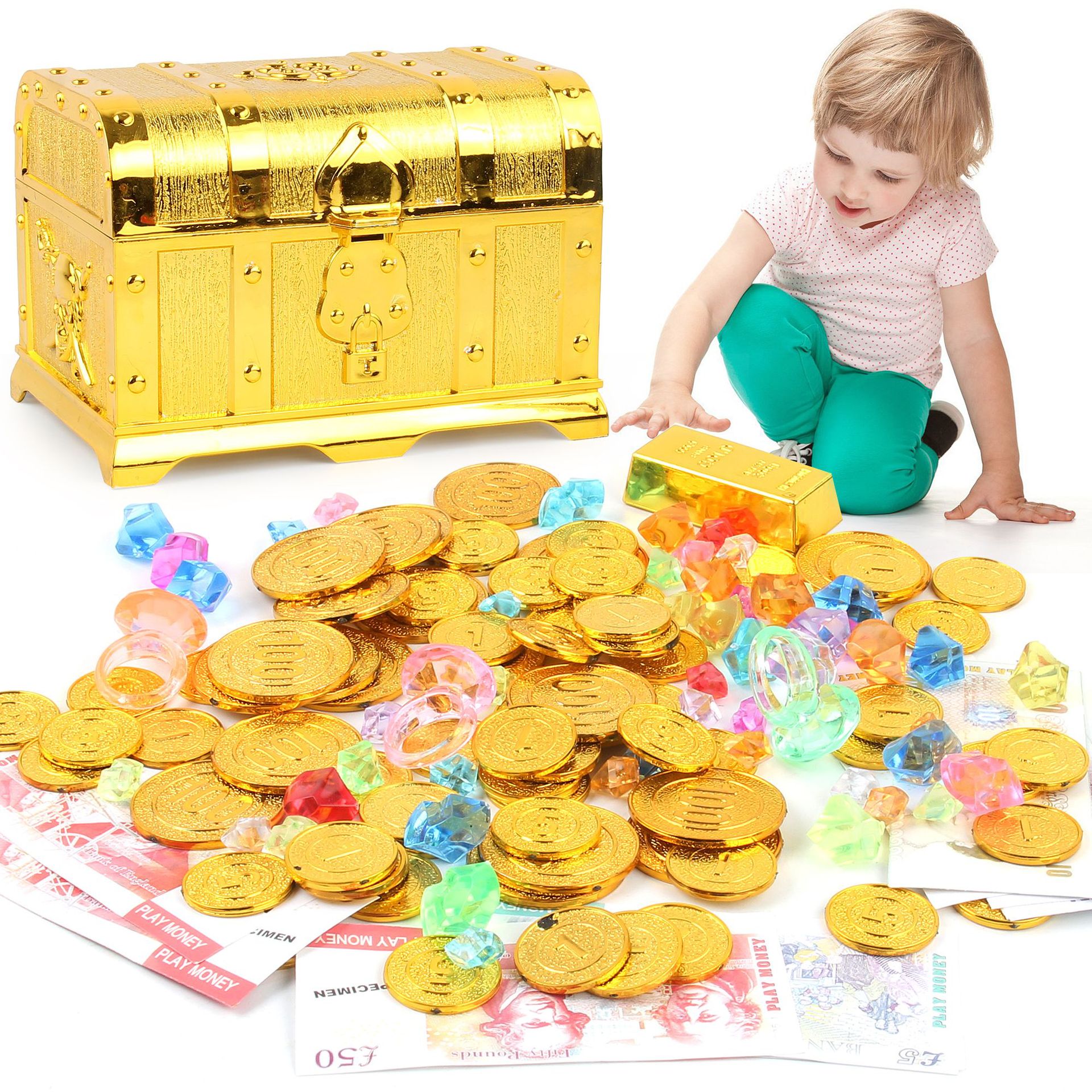 藏宝箱玩具爆款加勒比海盗宝箱儿童寻宝仿古塑料大号海盗宝箱