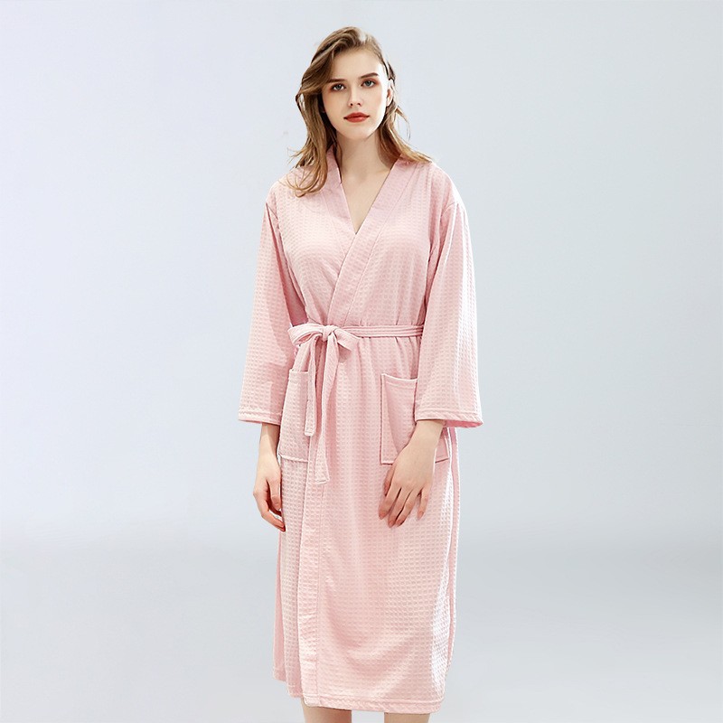 Amazon Waffle Bathrobe Summer Moisture-Wicking Clothing Cross-Border Same Wholesale Women's European and American Style Water-Absorbing Quick-Drying Bathrobe