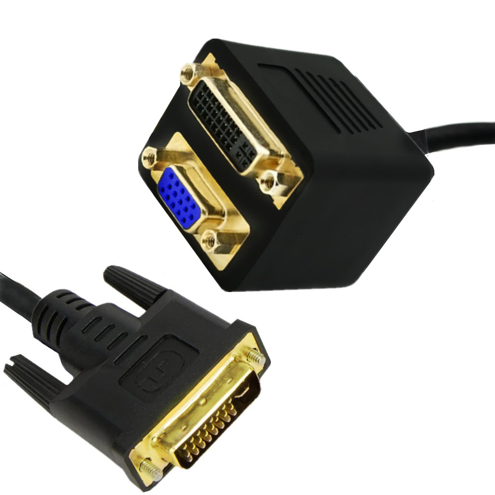 dvi24 5公转dvi24 5母 vga母一分二连接线dvi公对母/vga双胞胎线