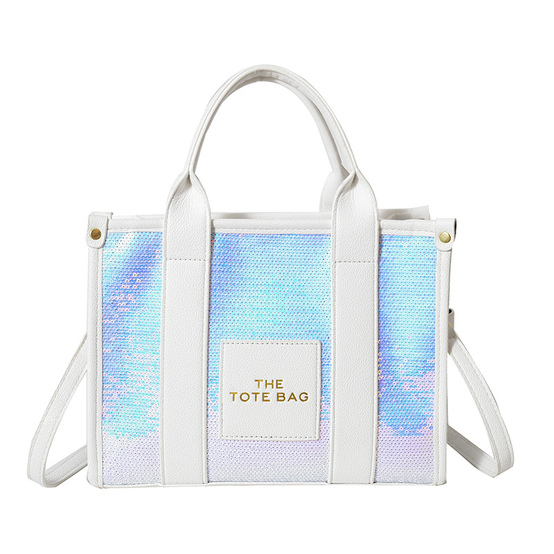 Wholesale Hand-Held Tote Bag Female 2023 Cross-Border New Arrival Niche Sequins Contrast Color Shoulder Messenger Bag