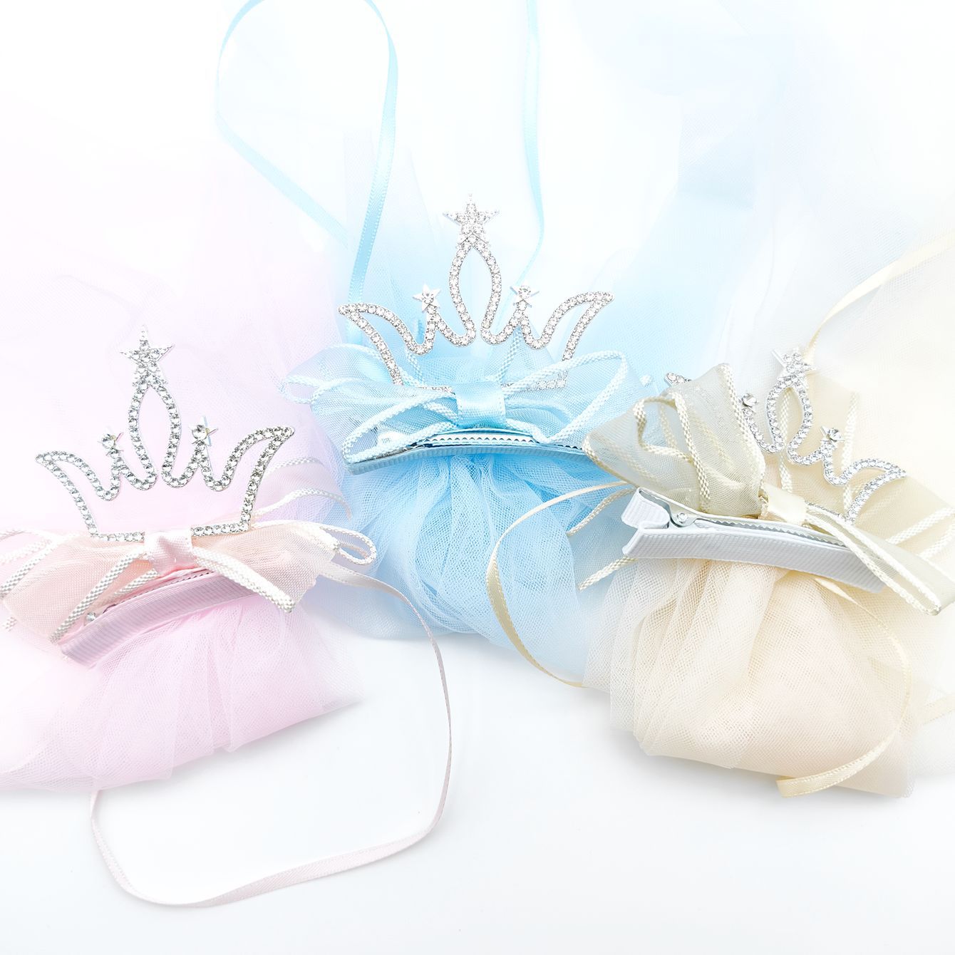 女童皇冠头饰可爱儿童王冠公主发夹网纱超仙不伤发蝴蝶结发卡