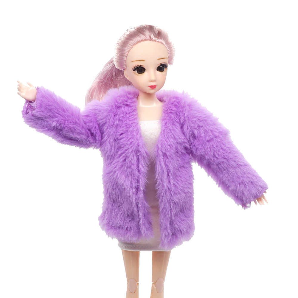 29cm巴比洋娃娃bjd配件衣服玩具小兔毛毛绒皮草大衣外套婚纱服装