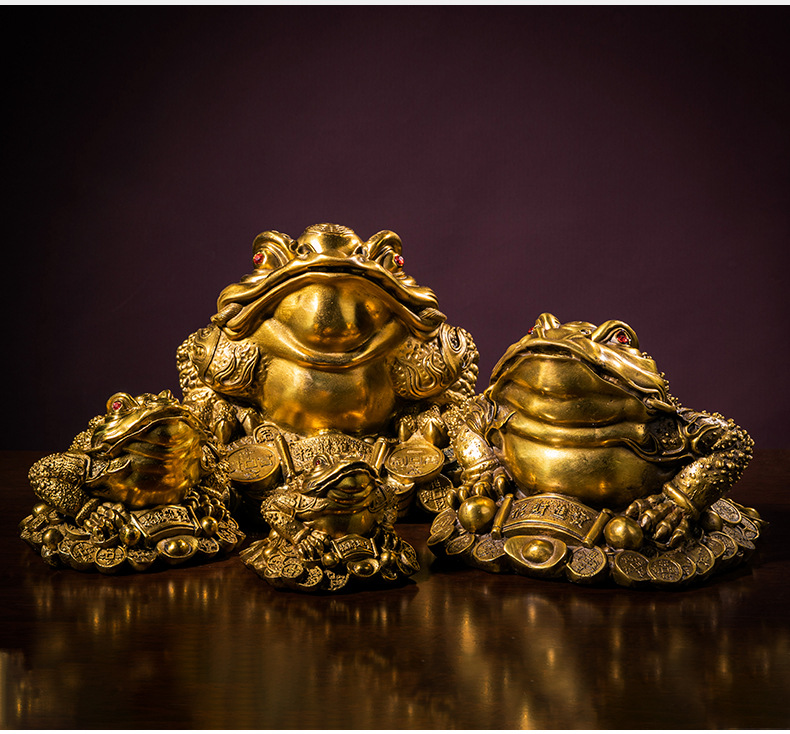 纯铜招财蟾蜍摆件三足金蝉元宝蟾蜍铜器工艺品开业礼品厂家批发