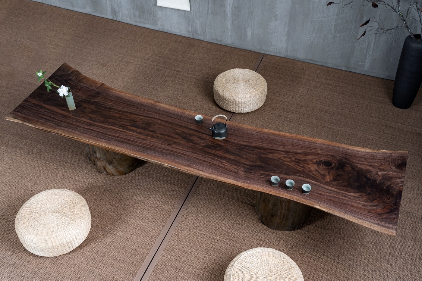 北美黑胡桃木实木大板自然边原木整板实木大板桌茶桌茶台办公桌