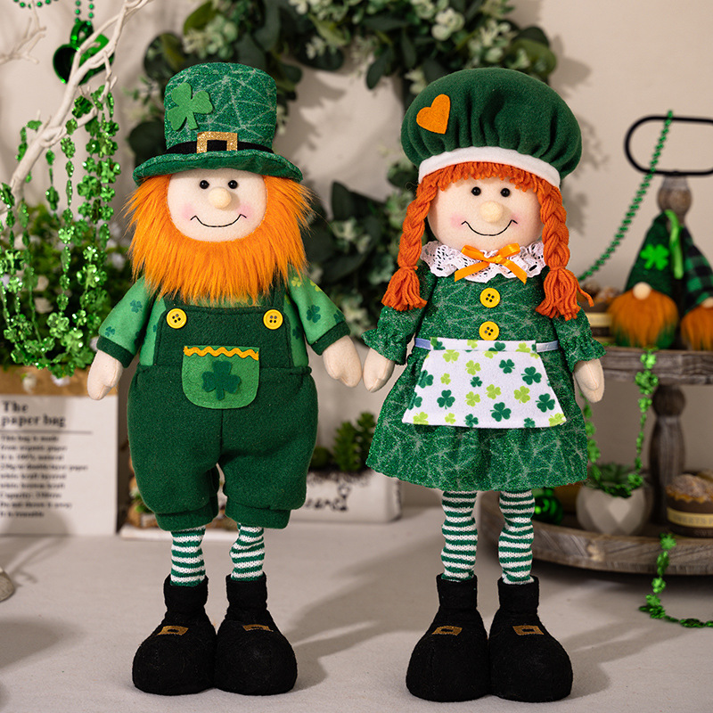 Green Leaf Festival Decorations Green Retractable Doll Ornaments Irish Festival Decoration Gift Boy Girl Doll