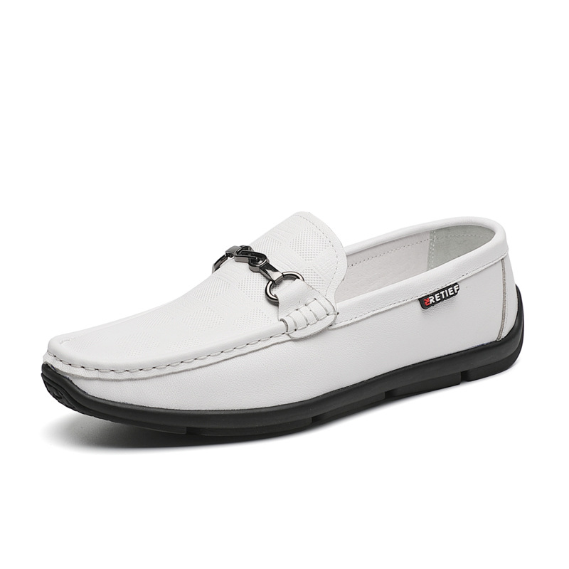 New First Layer Cowhide Casual White Gommino Slip-on Breathable Soft Men's Driving Leather Shoes Factory Direct Sales