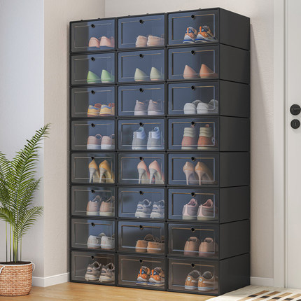 Plastic Shoe Box Home Door Simple Shoe Rack Dormitory Shoes Storage Artifact Space-Saving Shoe Cabinet Storage Box Transparent