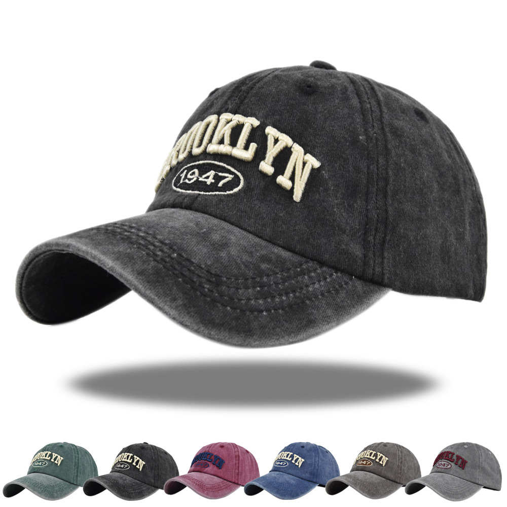 跨境brooklyn绣花棒球帽字母刺绣鸭舌帽复古帽太阳帽ins嘻哈帽