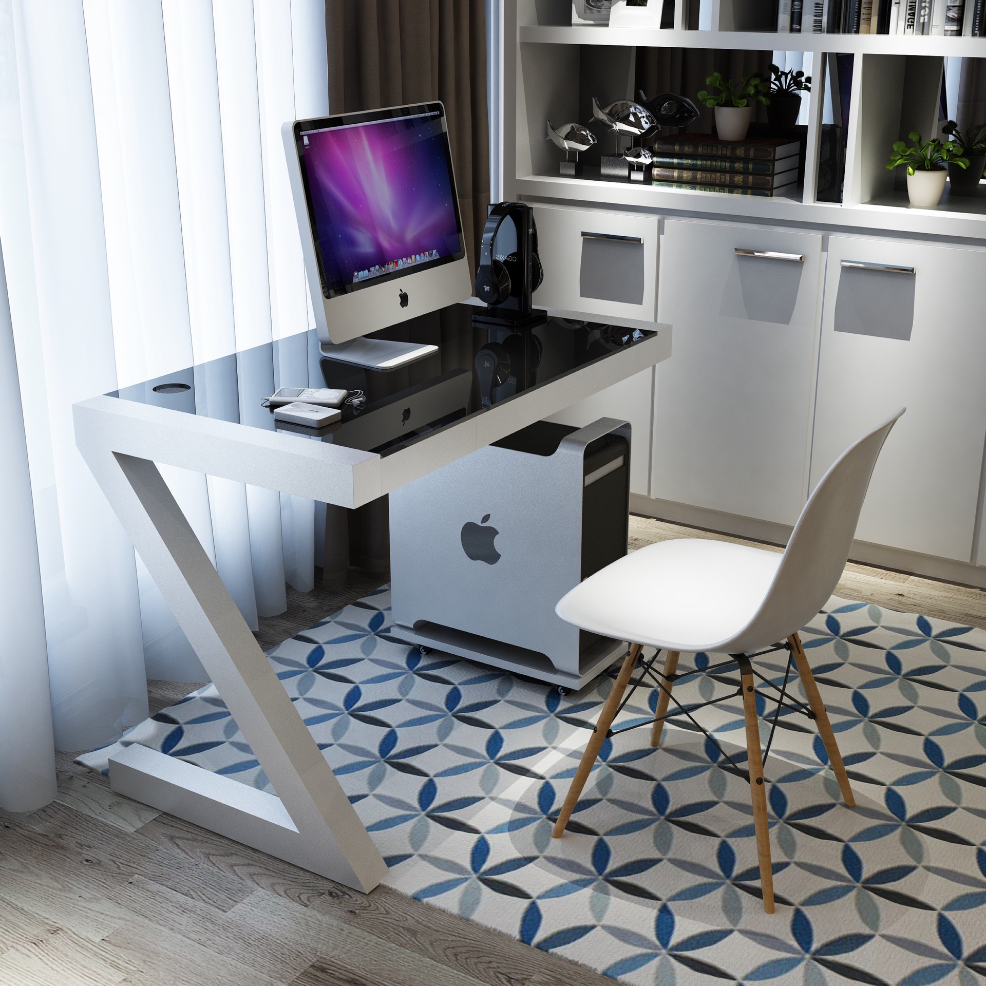 简易电脑桌钢化玻璃z型台式书桌简约写字台家用创意烤漆办公桌子