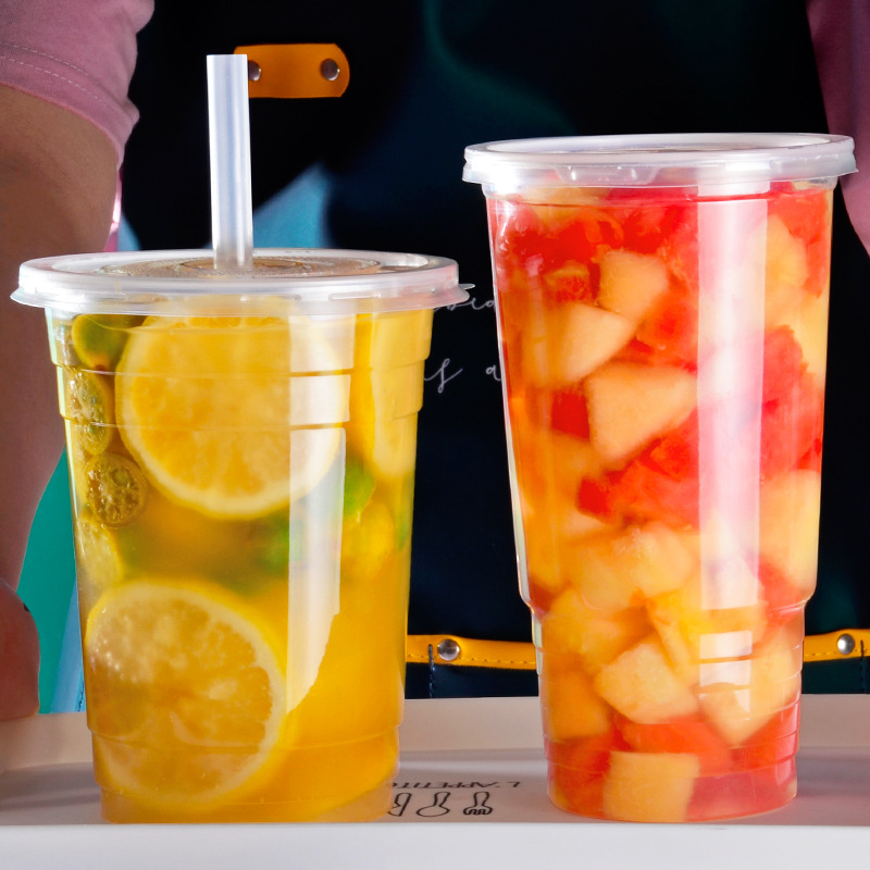 水果茶杯一次性大容量1000ml毫升果汁饮料大胖杯奶茶打包塑料杯子