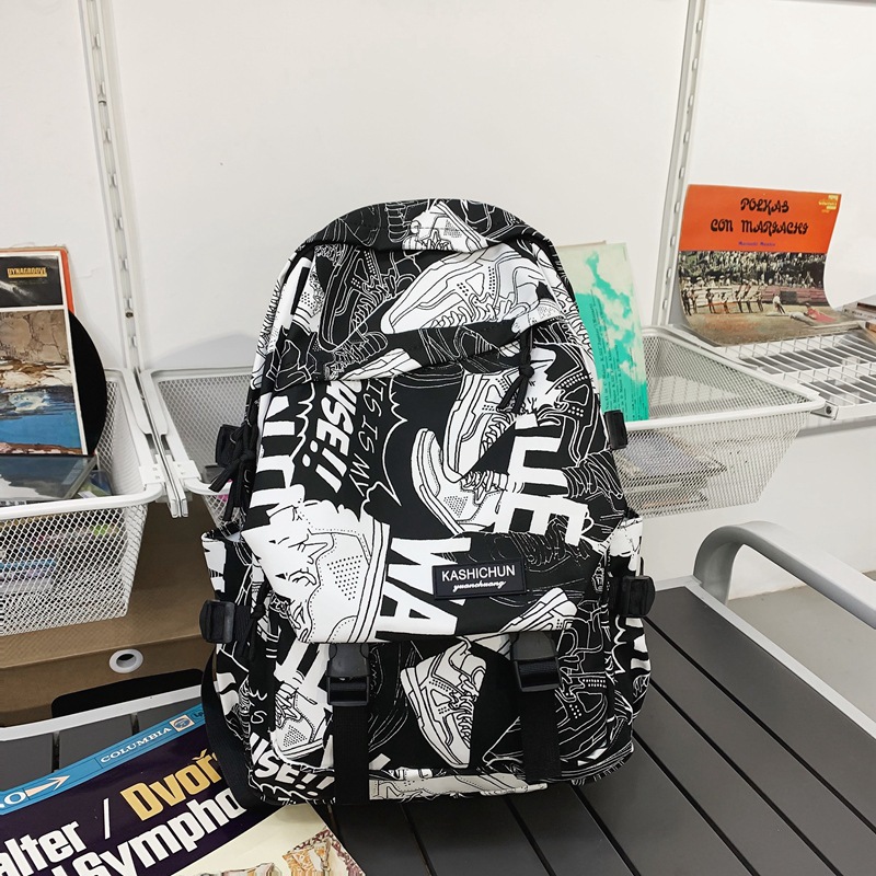 Schoolbag Female Junior High School Student High School Student 2022 New Boys College Student Ins Trendy Cool Graffiti Backpack Backpack