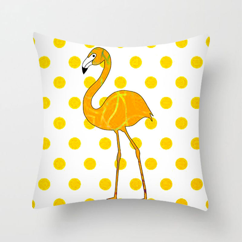 New Wholesale Modern Simple Cartoon Yellow Printings Pillow Cover Bedroom Bedside Throw Pillowcase Peach Skin Fabric Pillowcase