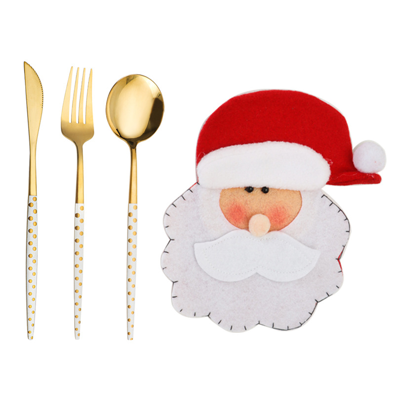 Stainless Steel Santa Claus Tableware Set Modern Simple Main Meal Knife, Fork and Spoon Gift Factory Wholesale Spot