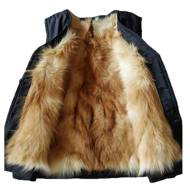 冬季羊皮马甲男羊毛皮一体坎肩加厚棉背心保暖皮草中老年马夹