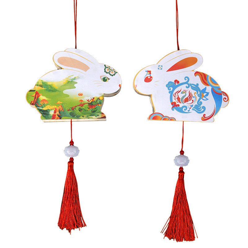 Mid-Autumn Festival Lantern Handmade DIY Material Package Antique Portable Jade Hare Festive Lantern Children Cartoon Festive Lantern Toys Wholesale